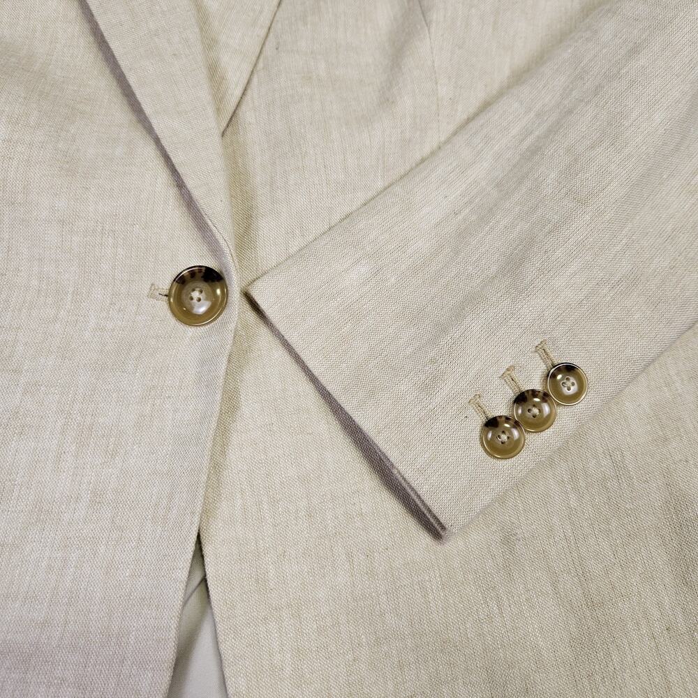 J.Crew Linen Cotton Holland Blazer Womens 4 Crosshatch Beige Career Jacket AL221 - Picture 9 of 16